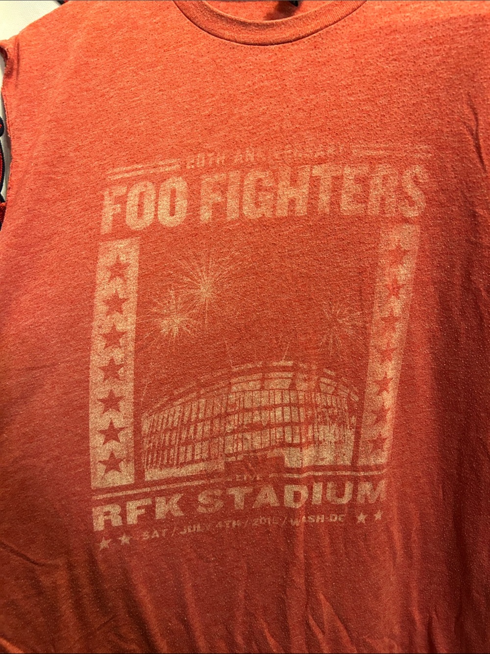 Foo Fighters 20th anniversary RFK Stadium Concert Tee sleeves cut off. Rare